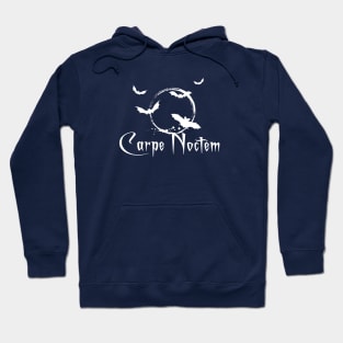 Carpe noctem, seize the night, white text Hoodie